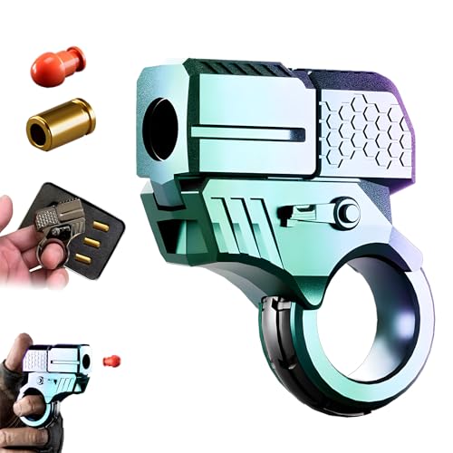 Legierungsring-Drehspielzeugwerfer, Dekompressions-EDC-Werfermodellring, Zappelring Mit EIN-klick-Auswurf Und Weichen Kugeln (B-Launcher+20 Warheads+3 Cartridge Case) von ViCUULY