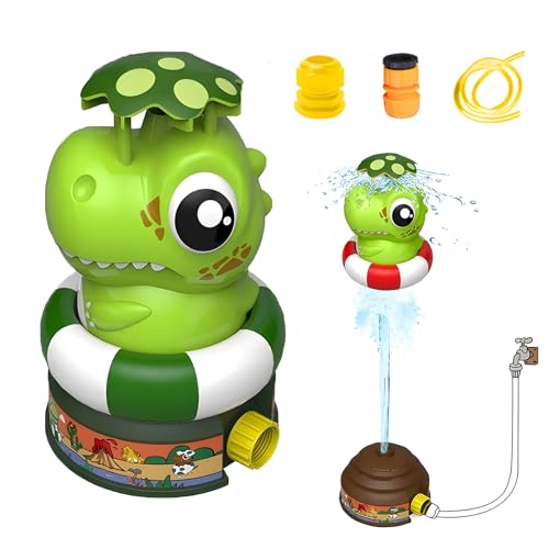 Wasserraketen-Sprinkler Für Kinderspielzeug, 2024 Neue Sommer-Outdoor-Rotations-Wasserrakete Für Garten, Hof, Rasen, Pool-Spielzeug (Dinosaurier, Schnittstelle+Wasserhahn+16 Fuß Rohr) von ViCUULY