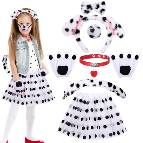 ViEinkaufen 8-teiliges Dalmatiner-Kostüm-Set, gepunktetes Hunde-Kostüm-Set beinhaltet Dalmatiner-Stirnband, Nase, Schleife, Halsband, Schwanz, Handschuhe, Tutu, Tiere, Cosplay-Set für Kinder, Welttag ViEinkaufen 8-teiliges Dalmatiner-Kostüm-Set, gepunktetes Hunde-Kostüm-Set beinhaltet Dalmatiner-Stirnband, Nase, Schleife, Halsband, Schwanz, Handschuhe, Tutu, Tiere, Cosplay-Set für Kinder, Welttag von ViEinkaufen