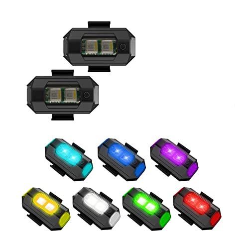 ViLLex 7 Farben LED-Blitzlichter, Antikollisionsbeleuchtung, LED-Lichter, Nachtsignallicht, Hohe Helligkeit, Kabelloses LED-Blitzlicht, Für Motorräder, Fahrräder, Drohnen, RC-Autos, RC-Boot (2Stücke) von ViLLex