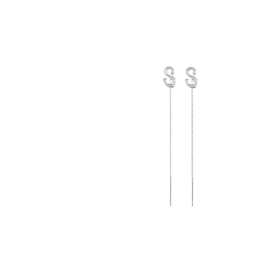 ViLLex Glänzende Alphabet-Ohrringe Mit 26 Buchstaben, Quastenkette, Tropfenohrringe, Für Frauen Und Mädchen, Alphabet-Buchstaben-Durchziehohrringe (1 Paar) (S) von ViLLex