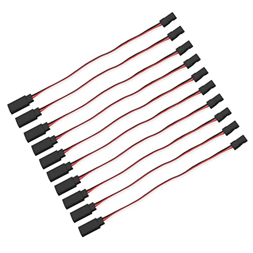 ViaGasaFamido 3 Pin -Servo -Verlängerungskabel, 10pcs Servo Verlängerungskabel, PVC + Messing, 30 Messing Innenkern, Universal Design, Futaba und JR kompatibel, Abgewinkelter Stecker, Flugzeug (150 von ViaGasaFamido