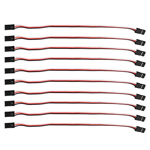 ViaGasaFamido 3 Pin -Servo -Verlängerungskabel, 10pcs Servo Verlängerungskabel, PVC + Messing, 30 Messing Innenkern, Universal Design, Futaba und JR kompatibel, Abgewinkelter Stecker, Flugzeug (200 von ViaGasaFamido