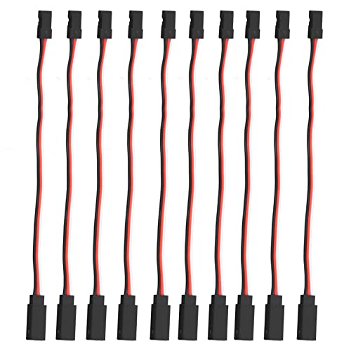 ViaGasaFamido 3 Pin -Servo -Verlängerungskabel, 10pcs Servo Verlängerungskabel, PVC + Messing, 30 Messing Innenkern, Universal Design, Futaba und JR kompatibel, Abgewinkelter Stecker, Flugzeug (200 von ViaGasaFamido