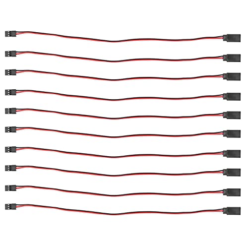 ViaGasaFamido 3 Pin -Servo -Verlängerungskabel, 10pcs Servo Verlängerungskabel, PVC + Messing, 30 Messing Innenkern, Universal Design, Futaba und JR kompatibel, Abgewinkelter Stecker, Flugzeug (300 von ViaGasaFamido