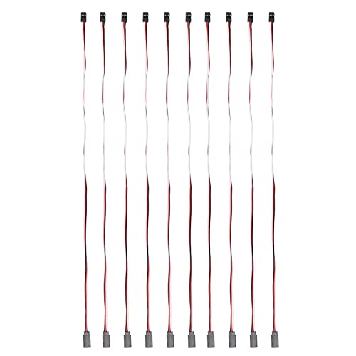 ViaGasaFamido 3 Pin -Servo -Verlängerungskabel, 10pcs Servo Verlängerungskabel, PVC + Messing, 30 Messing Innenkern, Universal Design, Futaba und JR kompatibel, Abgewinkelter Stecker, Flugzeug (500 von ViaGasaFamido