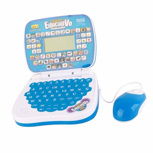 ViaGasaFamido Englisch und Spanisches Zweisprachiger Design Kinder Lernen Laptop Musikfunktion Interaktiver Bildungslaptop mit Neuer Funktionen für Frühe Bildung (Blue) von ViaGasaFamido