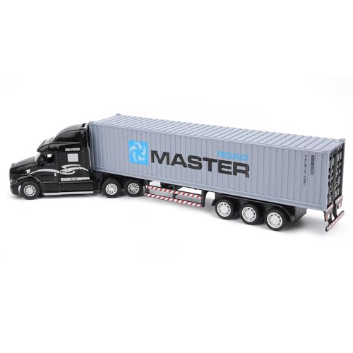 ViaGasaFamido Legierungsimulationscontainerautomodell, Pulle Toy Truck mit Schalllicht und Abnehmbarer Front, für Mädchen Alter 3+ ((Schwarz + grau)) von ViaGasaFamido