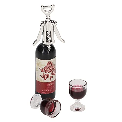 ViaGasaFamido Puppenhaus Rotwein Set 1/12 Simulation Miniatur Rotwein Flaschen Gläser für Puppenhaus Garten Topf Landschafts Dekoration von ViaGasaFamido