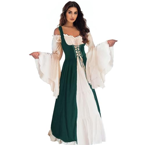 Vianinfalo Renaissance-Kleid für Damen, irisches Mittelalter-Piratenkostüm, Renaissance-Kleid, Halloween-Kostüm, Dunkelgrün, XX-Large-3X-Large Vianinfalo Renaissance-Kleid für Damen, irisches Mittelalter-Piratenkostüm, Renaissance-Kleid, Halloween-Kostüm, Dunkelgrün, XX-Large-3X-Large von Vianinfalo