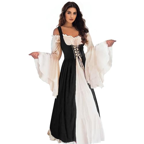 Vianinfalo Renaissance-Kleid für Damen, irisches Mittelalter-Piratenkostüm, Renaissance-Kleid, Halloween-Kostüm, Schwarz, XXL/3XL Vianinfalo Renaissance-Kleid für Damen, irisches Mittelalter-Piratenkostüm, Renaissance-Kleid, Halloween-Kostüm, Schwarz, XXL/3XL von Vianinfalo