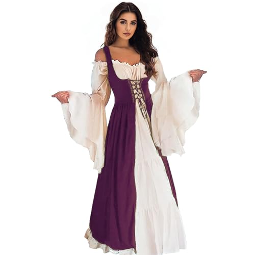 Vianinfalo Renaissance-Kleid für Damen, irisches Mittelalter-Piratenkostüm, Renaissance-Kleid, Halloween-Kostüm, Violett, XX-Large-3X-Large Vianinfalo Renaissance-Kleid für Damen, irisches Mittelalter-Piratenkostüm, Renaissance-Kleid, Halloween-Kostüm, Violett, XX-Large-3X-Large von Vianinfalo