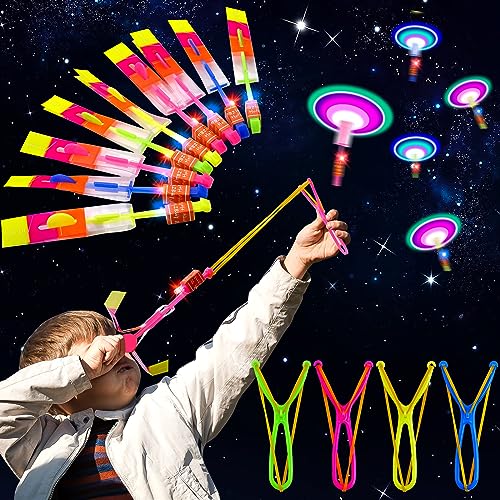 Vibbang 16 Stück Hubschrauber Fliegen Spielzeug, LED Licht Leucht Propeller Spielzeug, Katapult Heli Abschießer, Rakete Copters Spielzeug, Partyzubehör und Goodie Bag Stuffers für Kinder & Erwachsene von Vibbang