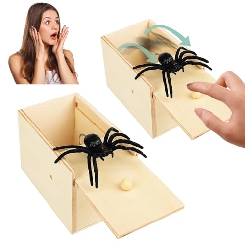 Vibbang 2 Stück Spinne In Box, Spinne Streich Box Holz, Streich Spinne Spinnen Prank Box, Spielzeug Streich Spider Scare Box Angst Box für Kinder Erwachsene Halloween Party Scherzartikel Favors Gifts Vibbang 2 Stück Spinne In Box, Spinne Streich Box Holz, Streich Spinne Spinnen Prank Box, Spielzeug Streich Spider Scare Box Angst Box für Kinder Erwachsene Halloween Party Scherzartikel Favors Gifts von Vibbang