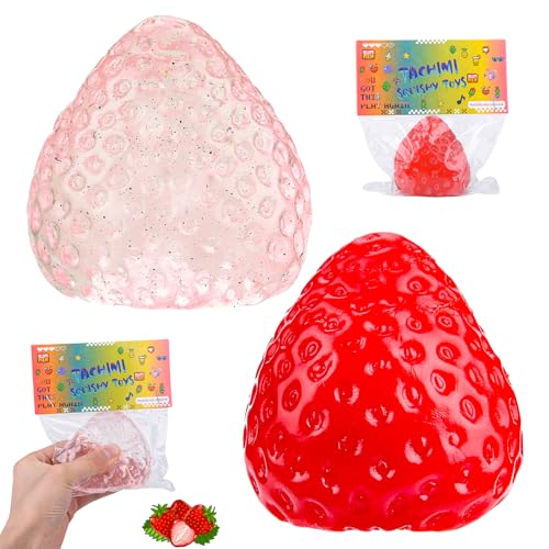 Vibbang 2 Stück Taba Squishy, Erdbeer-Stressball Quetschspielzeug, Taba Squishy XXL, Squishy Toy, Anti Stress Squishy Erdbeer Fidget Toys, Stressbälle Erdbeere für Erwachsene Kinder von Vibbang