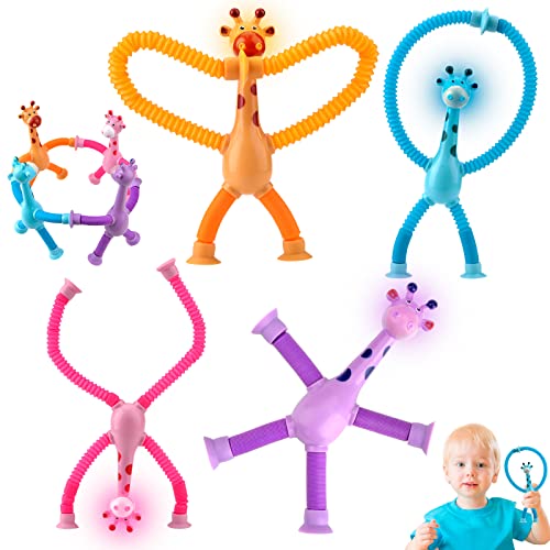 Vibbang 4 Stück Teleskop Saugnapf Giraffen Spielzeug, Sensorisches Giraffen-Spielzeug, Stretch Saugnapf Spielzeug mit Licht, Lustige Pädagogisches Stressabbau-Spielzeug für Kinder Erwachsene(Giraffe) Vibbang 4 Stück Teleskop Saugnapf Giraffen Spielzeug, Sensorisches Giraffen-Spielzeug, Stretch Saugnapf Spielzeug mit Licht, Lustige Pädagogisches Stressabbau-Spielzeug für Kinder Erwachsene(Giraffe) von Vibbang
