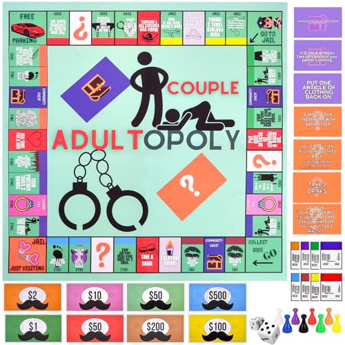 Vibbang Adultopoly Board Game, Couple Adult Opoly Board Game, Couple Board Game, Paarspiele für Erwachsene, Gesprächskarten für Paare, Brettspiel-Requisiten zum Aufheizen der Gefühle Vibbang Adultopoly Board Game, Couple Adult Opoly Board Game, Couple Board Game, Paarspiele für Erwachsene, Gesprächskarten für Paare, Brettspiel-Requisiten zum Aufheizen der Gefühle von Vibbang