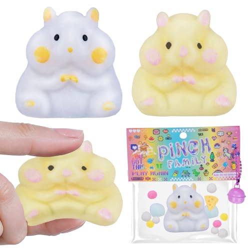 Vibbang 2 Stück Hamster Squeeze Spielzeug, Squishy Fidget Toys, Hamster Anti Stress Spielzeug, Kawaii Stress Relief Squeeze Toy, Mochi Squishy Spielzeug Geschenke für Kinder Erwachsene von Vibbang