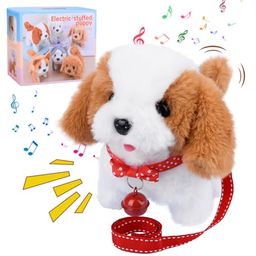 Vibbang Hund Spielzeug Kinder Hund der Läuft und Bellt Kuscheltier, Roboter-Welpe, Haustier-Plüschtier, Hunde-Roboter-Welpe, Spielzeughunde, interaktives Plüsch Geschenk Junge Mädchen von Vibbang