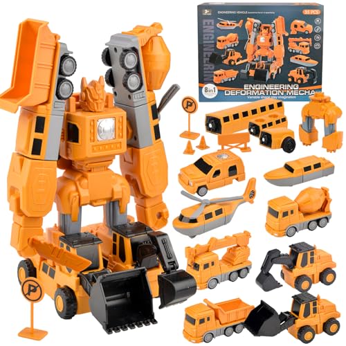 Vibbang Magnetischer Verformung Roboter Baustellenfahrzeuge Auto Spielzeugset,35 Stück Magnetische Transformers Spielzeug für Kinder,Magnetische Bauwelt,DIY Roboter Spielzeug,Robot Car Toys für 3+ von Vibbang