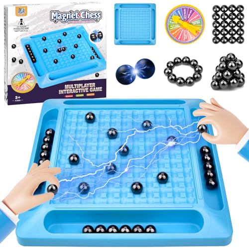 Vibbang Magnetisches Schachspiel, Magnetisches Kinderschachspielzeug, Schach-Brettspiel mit Magnetischer Wirkung, Tisch-Magnetspiel, Puzzle Checkers Spiel, Partyzubehör für Familientreffen von Vibbang