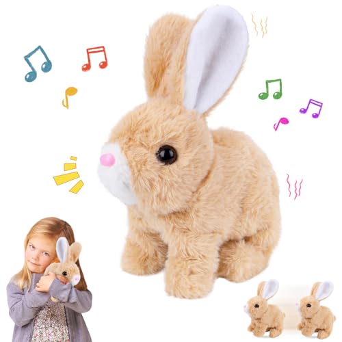 Vibbang Interaktives Kaninchen Spielzeug, Ostergeschenke Kinder, My Realistic Bunny Toy, Hüpfendes Kaninchen mit Geräuschen Bewegungen Wackeln, Hasen Kuscheltiere, Ostern Geburtstagsgeschenk von Vibbang