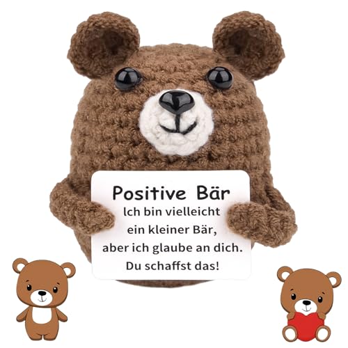Vibbang Pocket Hug Positive Bär, Lustige Strickwolle Bär Puppe, Positive Bär Glücksbringer, Emotionales Unterstützungs Geschenk, Alles Wird Gut Geschenk für Freund Freundin Familie Mutmacher Freund Vibbang Pocket Hug Positive Bär, Lustige Strickwolle Bär Puppe, Positive Bär Glücksbringer, Emotionales Unterstützungs Geschenk, Alles Wird Gut Geschenk für Freund Freundin Familie Mutmacher Freund von Vibbang