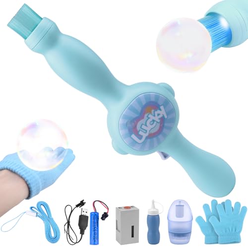 Vibbang Rauch Seifenblasenmaschine, Smoke Bubble Machine, Bunte Elastische Seifenblasen Nebel Seifenblasenmaschine mit elastischem, Seifenblasen Maschinenstab Mit Buntem Licht Für Partys von Vibbang