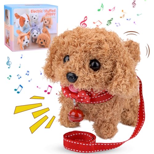 Vibbang Hund Spielzeug Kinder Hund der Läuft und Bellt Kuscheltier, Roboter-Welpe, Haustier-Plüschtier, Hunde-Roboter-Welpe, Spielzeughunde, interaktives Plüsch Geschenk Junge Mädchen von Vibbang