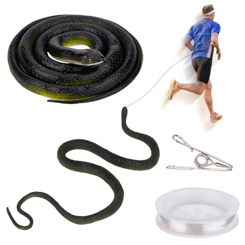 Vibbang Snake Prank with String Clip, Schlangenstreich mit Schnurclip, Gummischlange, Golf Snake Prank, Streich mit der Schlange an Einer Schnur, Clip Auf Schlange Streich Für Necken Freunde von Vibbang