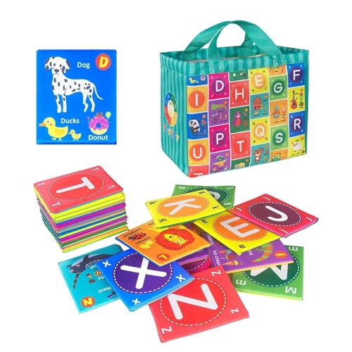 Alphabet-Spielzeug, Lernkarten aus Stoff, Alphabet-Karten aus Stoff, 26 Buchstaben des Alphabets und Spielzeug zur Sensibilisierung der Flora und Fauna für Kinder von Vibhgtf