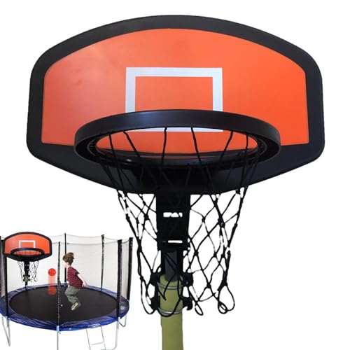 Basketballnetz für Trampoline: Basketballring für den Innenbereich, Basketball-Trampolin | langlebiger Basketballreifen mit 27,9 cm Durchmesser, Trampolin-Umschlag, Stütze: von Vibhgtf