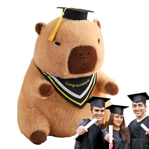 Capibara-Plüschtiere – Capibara-Plüschpuppe, Doctoral Hat Carpincho, Plüschpuppe, niedliche Plüschpuppe, allgemeines Design, für Auto, Kinderzimmer, Wohnzimmer, S von Vibhgtf