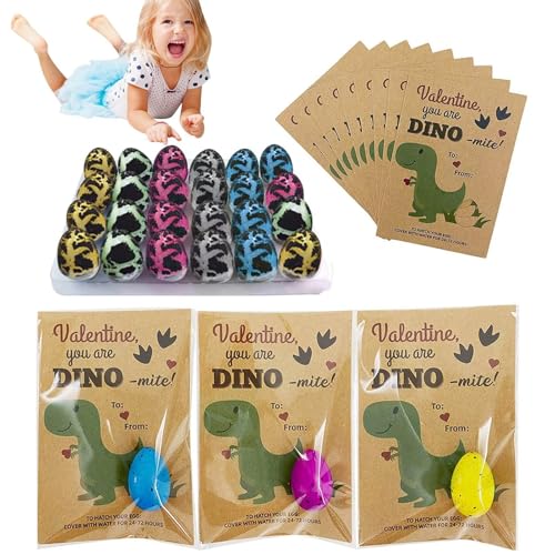 Dinosaurier-Eier zum Brüten (Packung mit 24 Stück), Dinosaurier-Eier wachsen im Wasser, Risse mit verschiedenen Farben, Spielzeug zum Valentinstag, Geschenke von Fies von Vibhgtf
