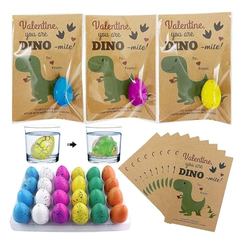 Dinosauriereier zum Brüten (Packung mit 24 Stück), Dinosaurier-Eier wachsen im Wasser, Risse mit verschiedenen Farben, Spielzeug zum Valentinstag, Geschenke für den Valentinstag von Vibhgtf