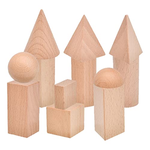 Geometrische Holzkörper, 3D-Geometrie-Miniatur-Set | Primärfarbene geometrische Formenblöcke | Solide geometrische Formen, 3D-Formblöcke, Geometrie-Miniatur-Set, Mathematik- und Geometrie-Unterricht von Vibhgtf