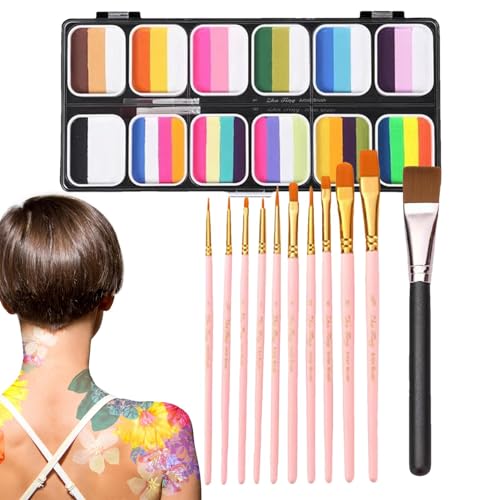 Gesichtsfarben-Palette: Set für Gesichts- und Körperbemalung in 12 Farben, professionelle waschbare Körperfarbe-Palette, Gesichtsbemalungsset für Männer von Vibhgtf