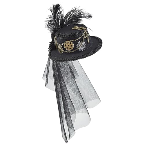 Gothic Haarklammer mit Schleier aus Spitze, Steampunk-Spitzen-Haarschmuck, eleganter Party-Kopfschmuck, dekoratives Accessoire mit Hut-Design von Vibhgtf