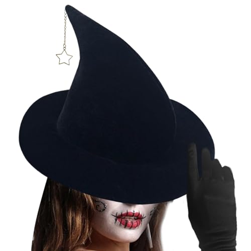 Hexenhüte für Erwachsene Halloween Hexenhut | mit Sternanhänger Hexenhut für Damen | Horrorfestival für Erwachsene Performance Kostüm S von Vibhgtf
