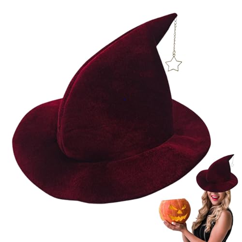 Hexenhüte für Frauen, Hexenhüte für Erwachsene, Halloween, mit Sternanhänger, Halloween-Hexenhut für Damen, Horrorfestival für Erwachsene, Performance-Kostüm Somb von Vibhgtf