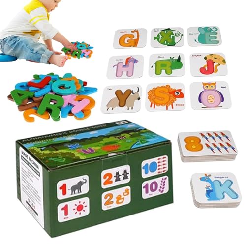 Holzbuchstaben, Alphabet-Spiele, Flash-Karten mit Holzbuchstaben | Passendes Puzzlespiel, Flash-Karten mit Holzbuchstaben, sensorisches Reisespielzeug für Spaß von Vibhgtf