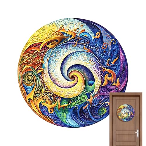 Holzpuzzle mit einzigartigen Teilen, Holzpuzzle mit unregelmäßigen Formen, dekorative und bunte Spiele für Familienfeiern, kreatives Puzzle zum Geburtstag von Vibhgtf
