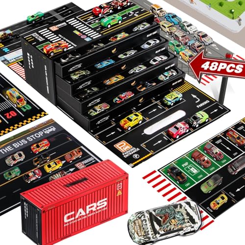 Kleines Autoset, Spielzeugautos für Kinder, Spielzeug-Set für Fahrzeuge, 48-teilig, Spielzeugautoset aus Metall, Transportfahrzeugspielzeug, Modell C Kleines Autoset, Spielzeugautos für Kinder, Spielzeug-Set für Fahrzeuge, 48-teilig, Spielzeugautoset aus Metall, Transportfahrzeugspielzeug, Modell C von Vibhgtf