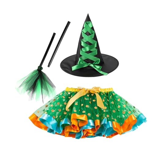 Kurzer Hexenrock, 3-teiliges Kostüm, Kostüme und Accessoires für Mädchen, Halloween-Kostüm für Prinzessin, Hexenrock in leuchtenden Farben für Damen Halloween Kurzer Hexenrock, 3-teiliges Kostüm, Kostüme und Accessoires für Mädchen, Halloween-Kostüm für Prinzessin, Hexenrock in leuchtenden Farben für Damen Halloween von Vibhgtf