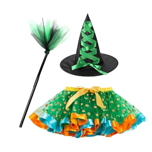 Kurzer Hexenrock, 3-teiliges Kostüm, Kostüme und Accessoires für Mädchen, Halloween-Kostüm für Prinzessin, Hexenrock in leuchtenden Farben für Damen Halloween Kurzer Hexenrock, 3-teiliges Kostüm, Kostüme und Accessoires für Mädchen, Halloween-Kostüm für Prinzessin, Hexenrock in leuchtenden Farben für Damen Halloween von Vibhgtf