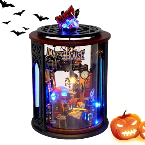 Miniaturhaus-Bausatz – Miniatur-Puppenhaus-Set, Büchernook-Set- | Miniatur-Bücherregal-Dekoration, magisches Haus, Puppenhaus-Set mit LED-Lichtern für die Weihnachtsdekoration zu Hause Miniaturhaus-Bausatz – Miniatur-Puppenhaus-Set, Büchernook-Set- | Miniatur-Bücherregal-Dekoration, magisches Haus, Puppenhaus-Set mit LED-Lichtern für die Weihnachtsdekoration zu Hause von Vibhgtf