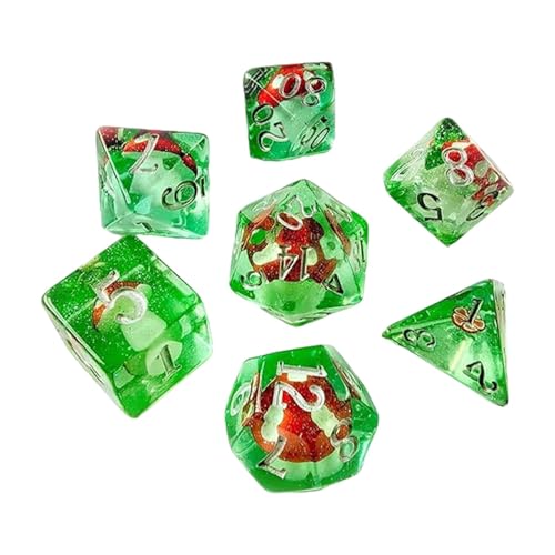 Pilzwürfel - Polyeder-Würfel-Set | Kleine Harzwürfel für Rollenspiele und Brettspiele, 7-teiliges Würfel-Set für Brettspiele, Pilz-Partywürfel, F-Würfel-Set von Vibhgtf
