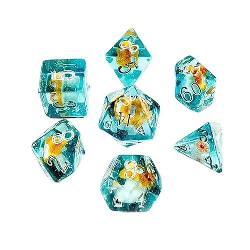 Pilzwürfel - Polyeder-Würfel-Set | Kleine Harzwürfel für Rollenspiele und Brettspiele, 7-teiliges Würfel-Set für Brettspiele, Pilz-Partywürfel, F-Würfel-Set Pilzwürfel - Polyeder-Würfel-Set | Kleine Harzwürfel für Rollenspiele und Brettspiele, 7-teiliges Würfel-Set für Brettspiele, Pilz-Partywürfel, F-Würfel-Set von Vibhgtf