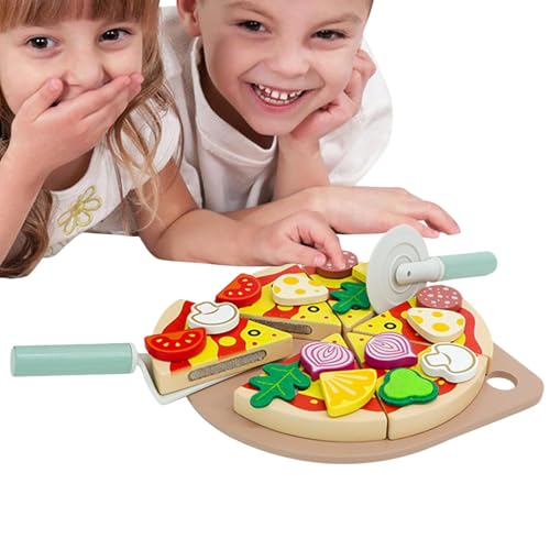 Pizza-Spielzeug: Pizza-Set für Kinder: Lustige realistische Pizza-Spiele für Kinder, Lernspielzeug aus Holz, frühes Lernspielzeug, Küchenzubehör für Kinder Pizza-Spielzeug: Pizza-Set für Kinder: Lustige realistische Pizza-Spiele für Kinder, Lernspielzeug aus Holz, frühes Lernspielzeug, Küchenzubehör für Kinder von Vibhgtf
