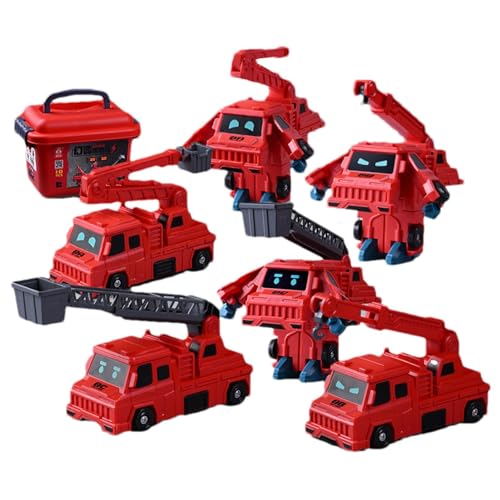 Roboter-Baufahrzeuge, Verwandelbares Roboterspielzeug für Kinder, Zusammengebautes Feuerwehrauto-Spielzeug mit magnetischer Transformation, Magnetische Spielzeug-Roboter-Feuerwehrauto-Transformationsr von Vibhgtf
